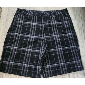 O'NEILL Men's Flat Front‎ Chino Casual Shorts Sz 38 Black Plaid 23in